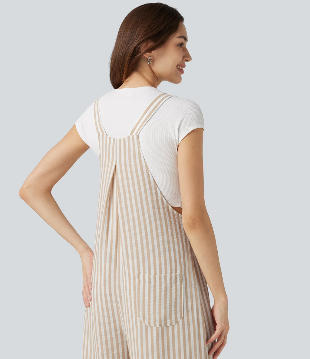 Salopette casual rayée effet lin avec poches