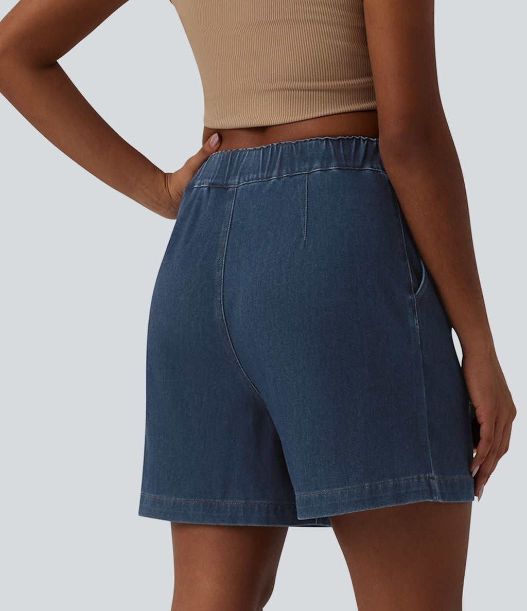 Bermuda en jean Halara Flex™ casual taille mi-haute avec poches