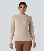Pull col montant manches bouffantes longues