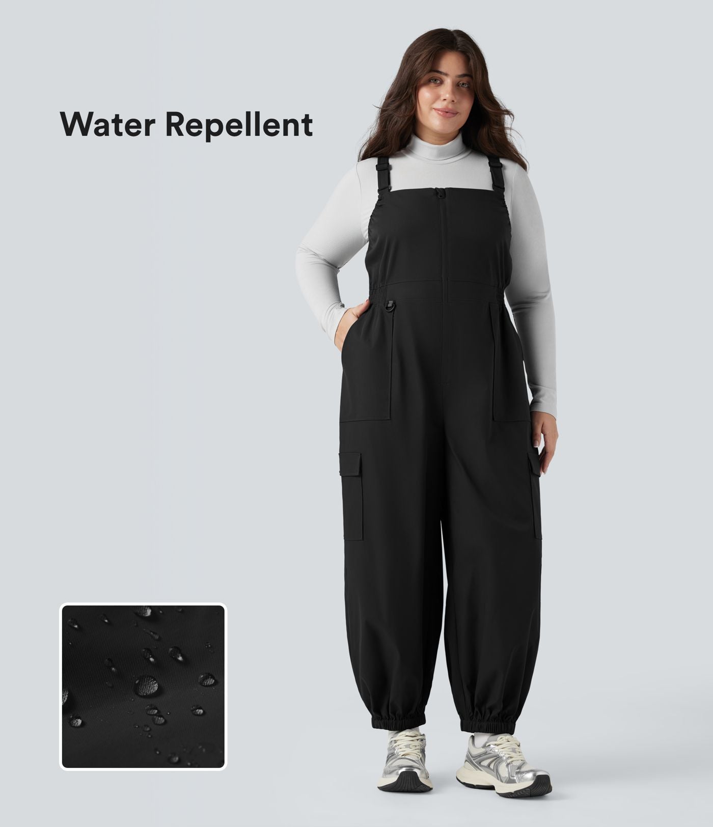 Salopette de randonnée grande taille déperlante résistante à l'usure avec poches zippées