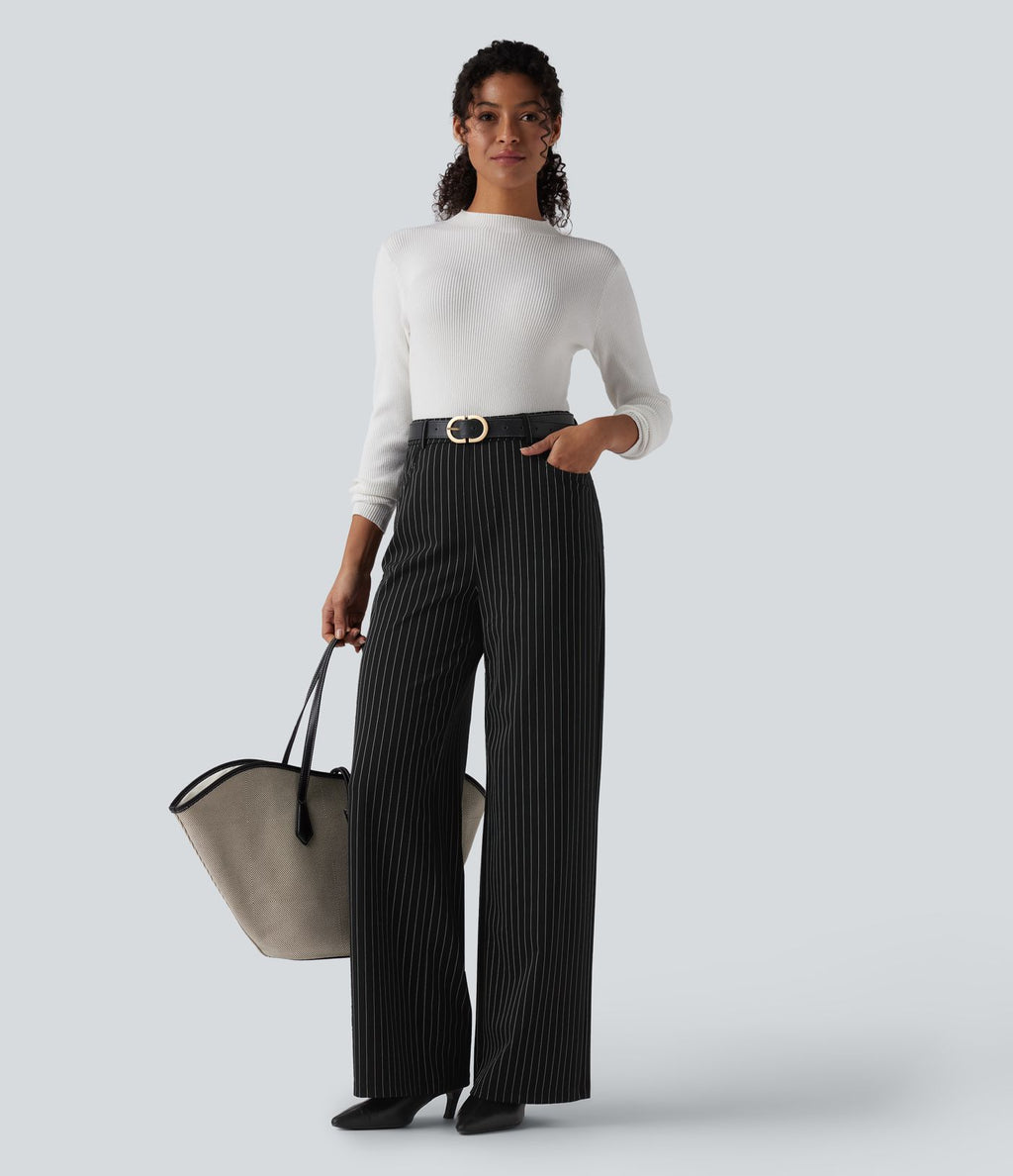 Pantalon de travail Halara Flex™ large taille haute à rayures et effet frais InstantCool avec poches