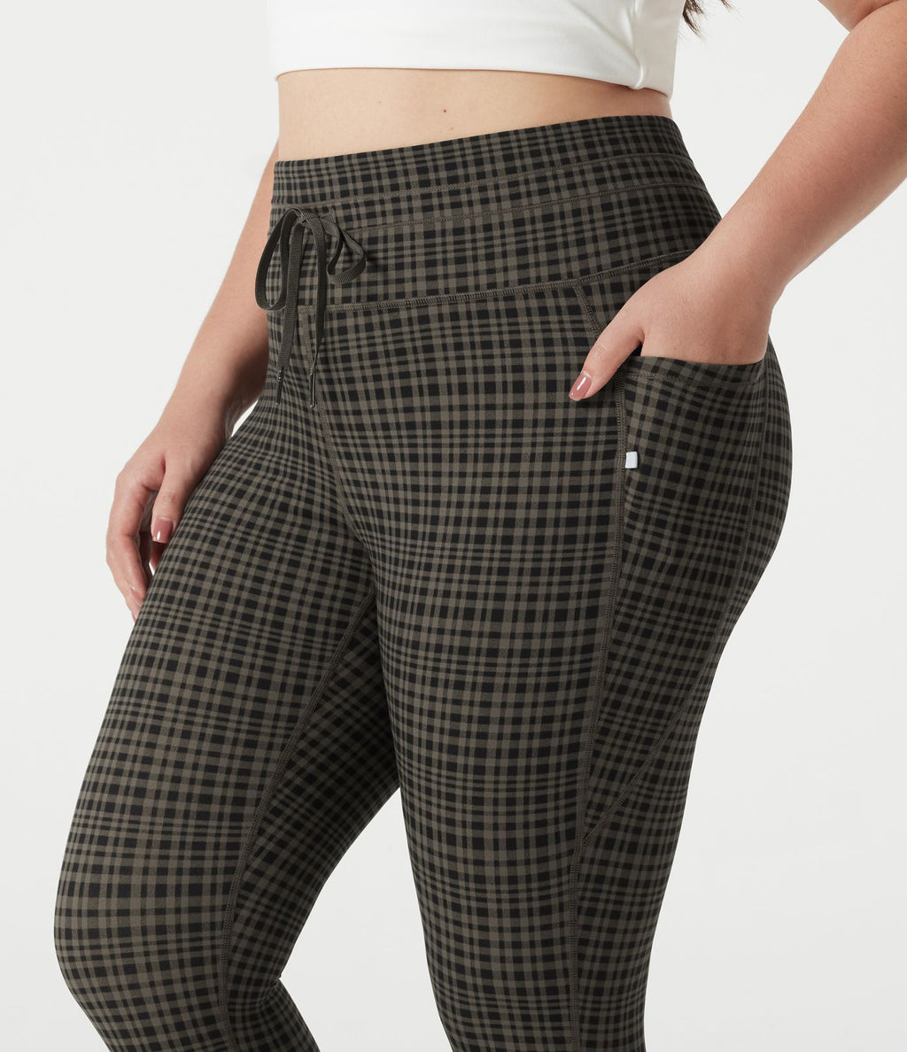 Legging de yoga grande taille Halara UltraSculpt™ taille haute à carreaux avec cordon ajustable et poches