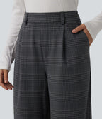 Pantalon à carreaux Halara Flex™ pour le bureau, taille haute, coupe droite avec poches