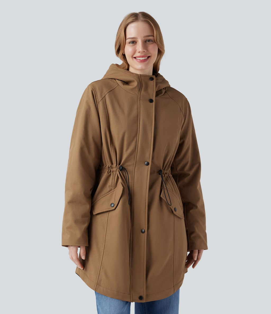 Parka sherpa polaire à capuche avec cordon de serrage et poches