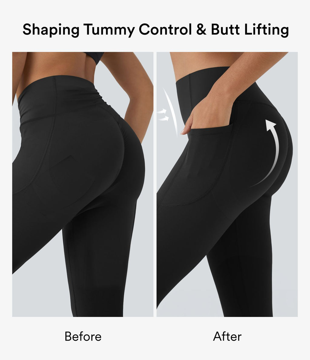 Legging corsaire d'entraînement gainant galbant taille haute avec effet scrunch et poches Halara UltraSculpt™