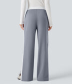 Pantalon de travail coupe droite taille moyenne color block avec fente avec poches