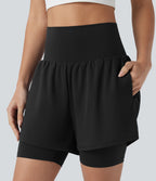Short de yoga SoftlyZero™ Airy 2-en-1 taille ultra-haute effet frais InstantCool 17,5 cm avec poches