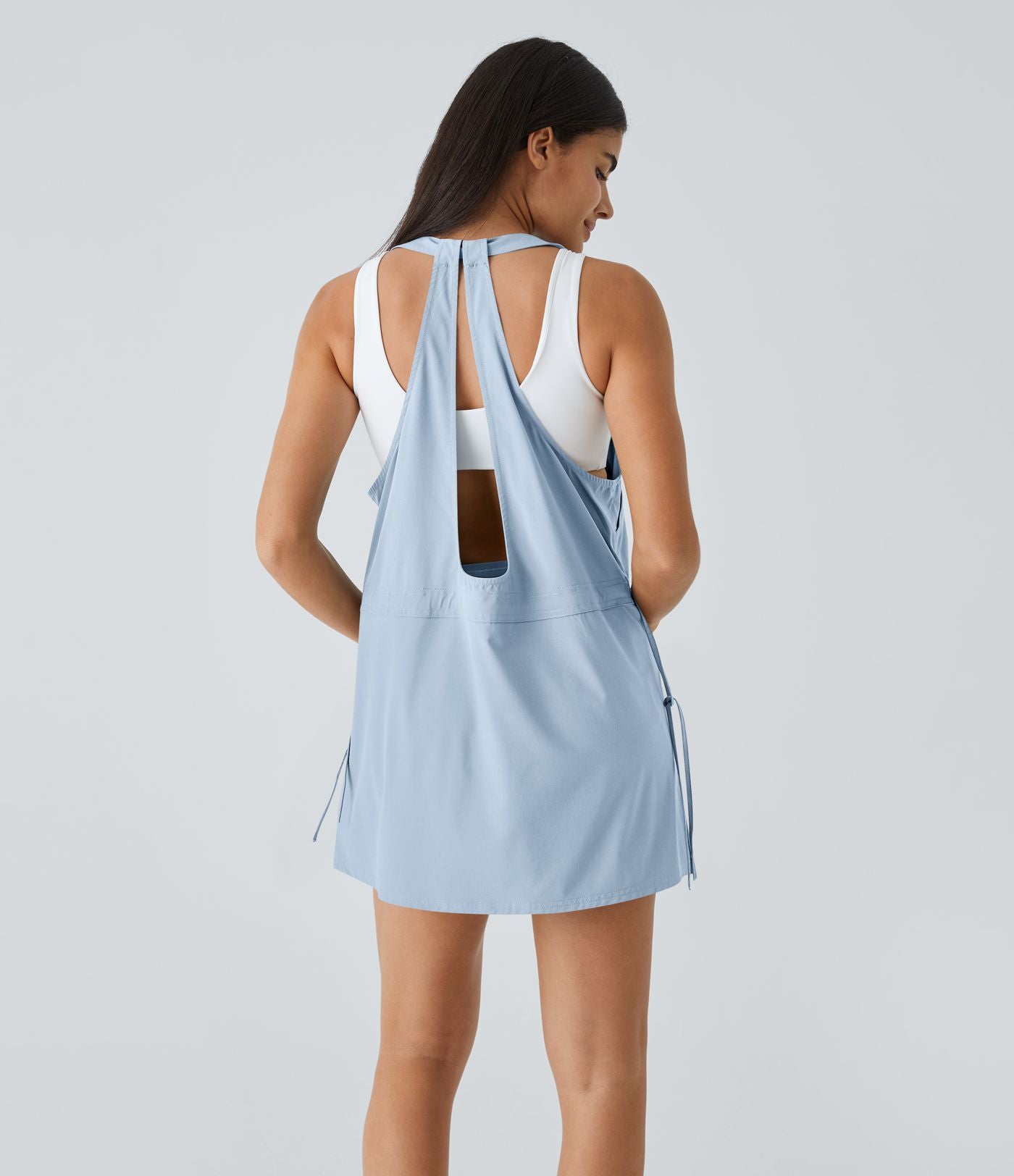 Breezeful™ Robe Sport Randonnée Mini Séchage Rapide 2 Pièces Dos Nu Poches Multiples Cordon de Serrage