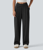 Pantalon tailleur jambes droites asymétrique taille haute Halara Flex™ DayStretch avec poches