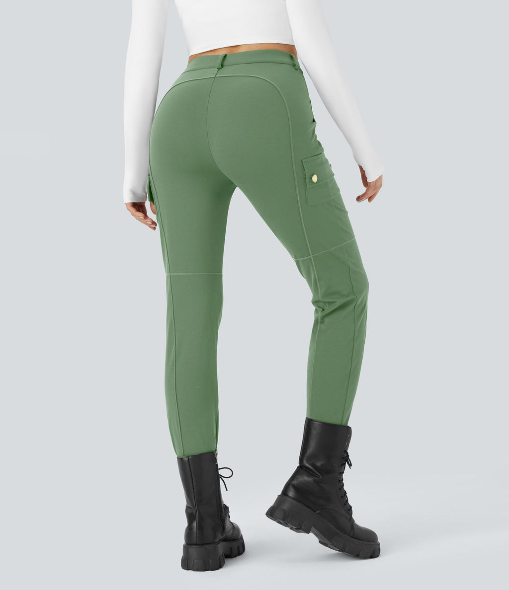 Pantalon cargo ajusté uni taille haute DayStretch avec poches zippées