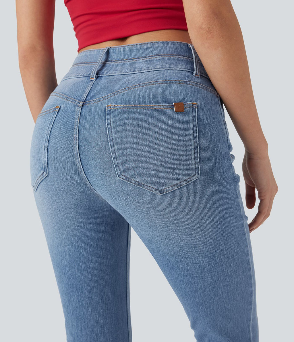 Jean ajusté Halara Flex™ taille mi-haute double ceinture avec poches