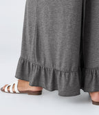 Pantalon Casual à Taille Haute avec Cordon De Serrage Poches Latérales et Volants Jambes Amples