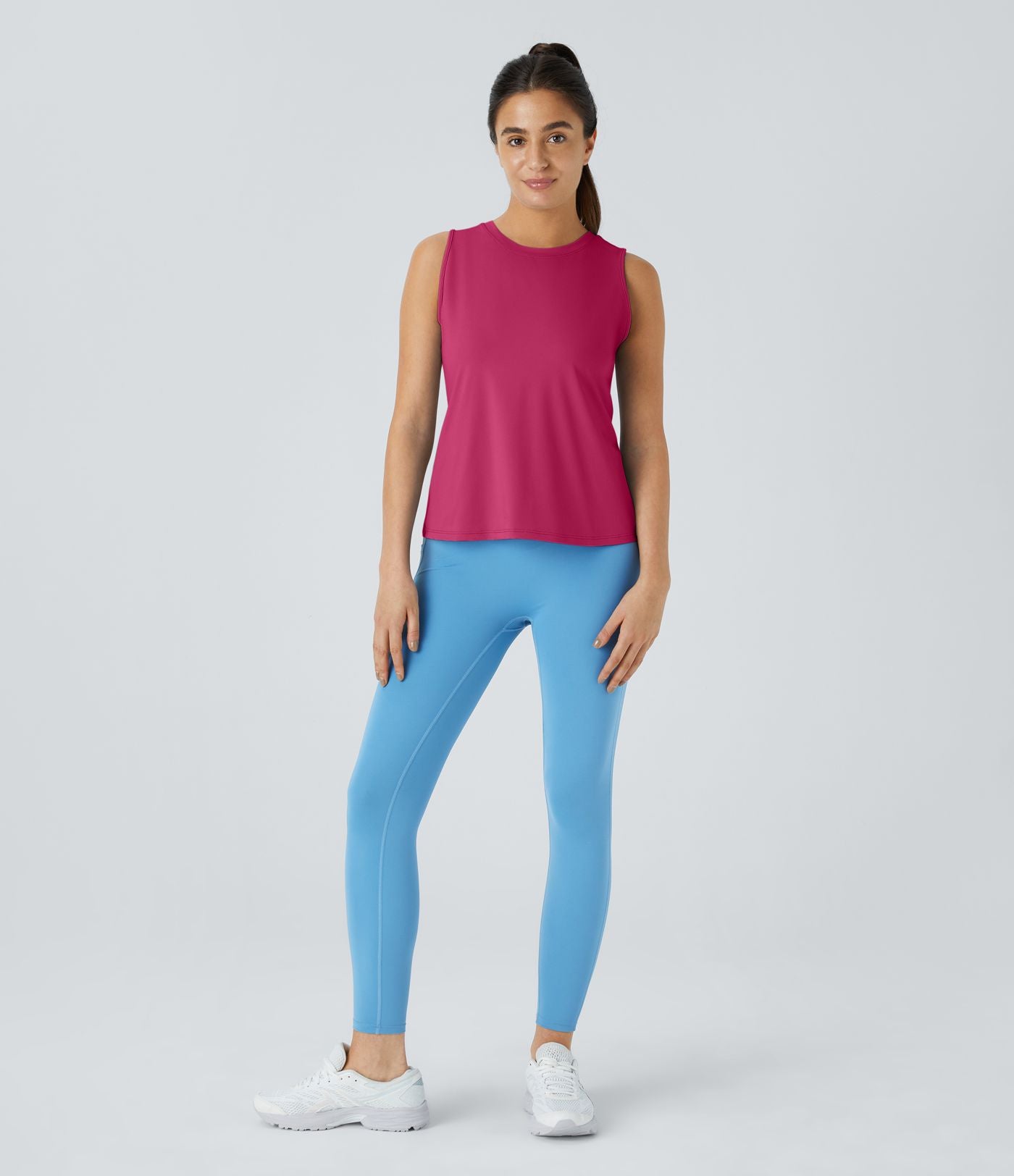 Top Débardeur Yoga Uni à Ourlet Croisé et Découpe