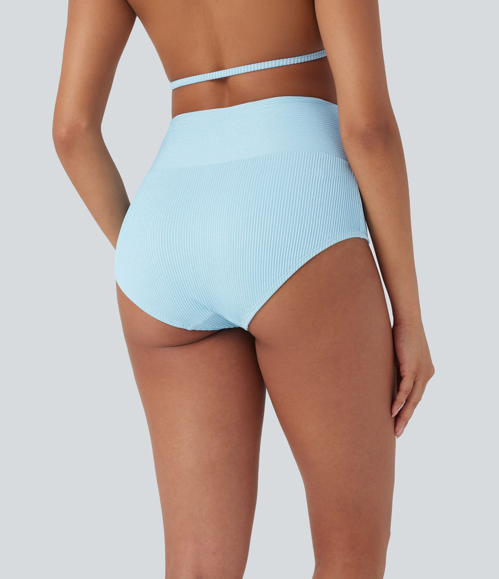 Bas de bikini maillot de bain côtelé taille basse croisé