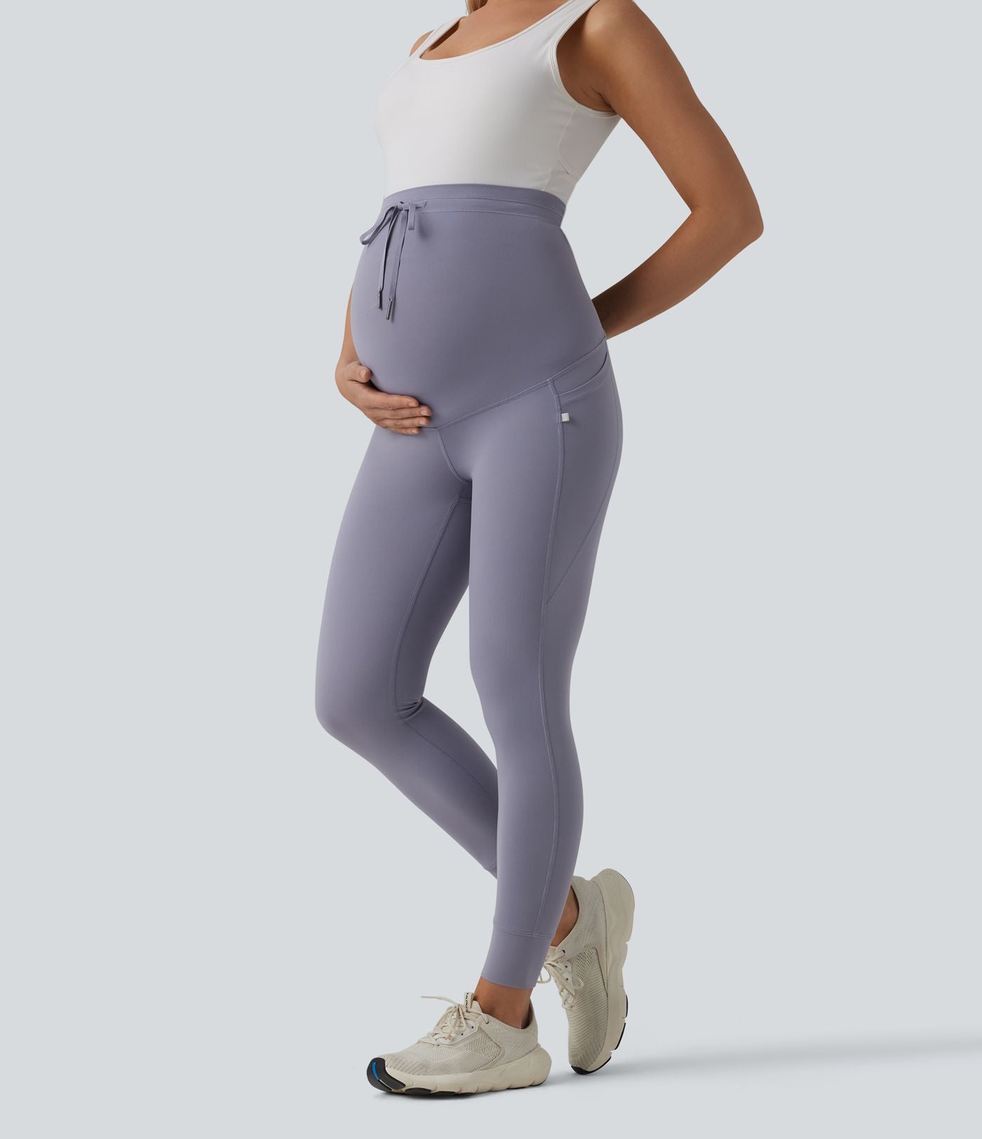 Halara UltraSculpt™ Legging yoga maternité 7/8 uni taille ultra haute à cordon de serrage avec poches