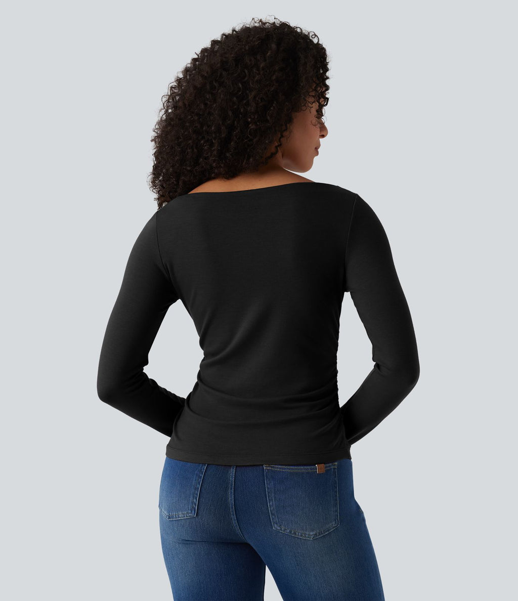 Chemise de travail chauffante Halara HeatCore col bateau manches longues