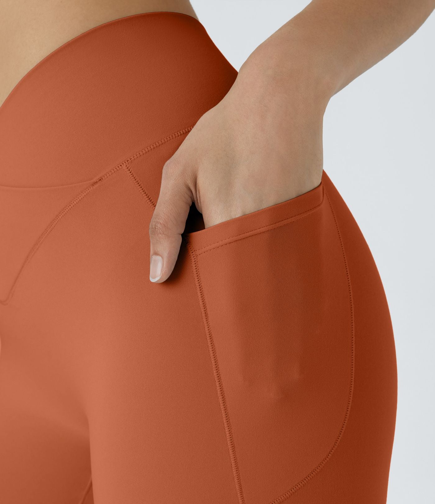 Softlyzero™ Short 17,5cm Yoga Taille Haute Crossover avec Poches Latérales