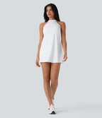 Robe de yoga courte 2-en-1 dos nu à nouer Softlyzero™ Airy Cool Touch avec poche latérale - UPF50+