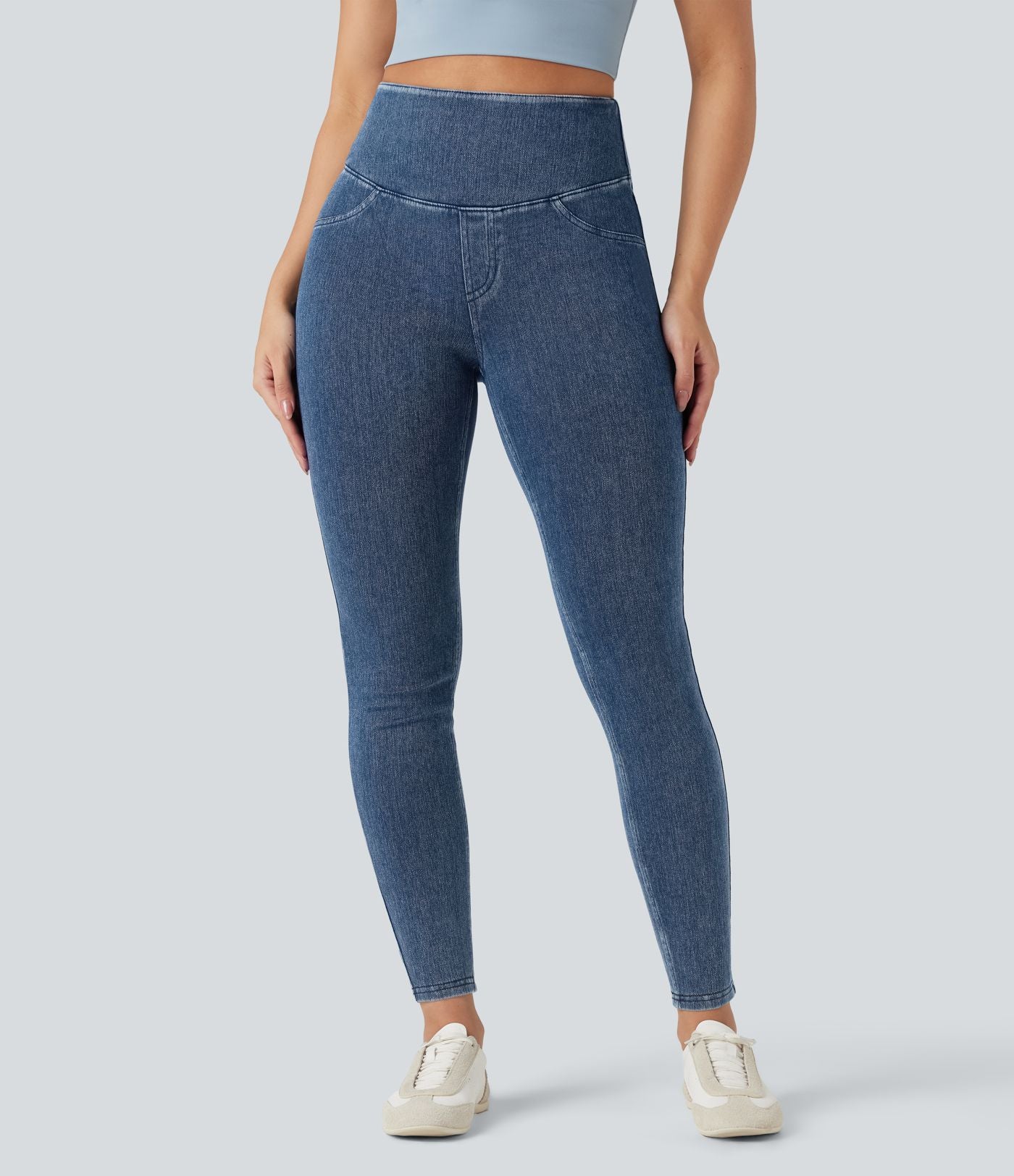 Legging décontracté gainant taille haute effet denim avec poches Halara Flex™