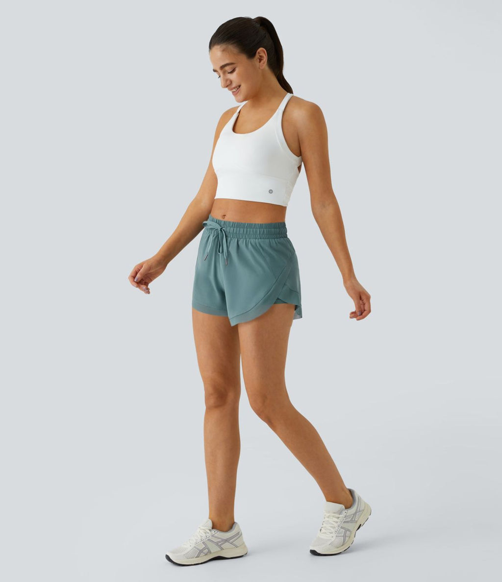 Shorts Running 7,5cm 2 en1 Taille Mi-Haute Cordon de Serrage Empiècement Mesh Contrastant