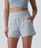 Short casual ample taille haute séchage rapide aspect froissé avec poches