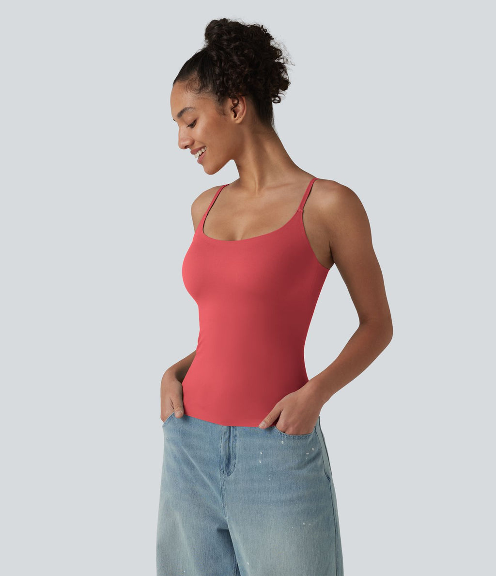 Débardeur décontracté à col rond et soutien-gorge intégré, bonnets BE