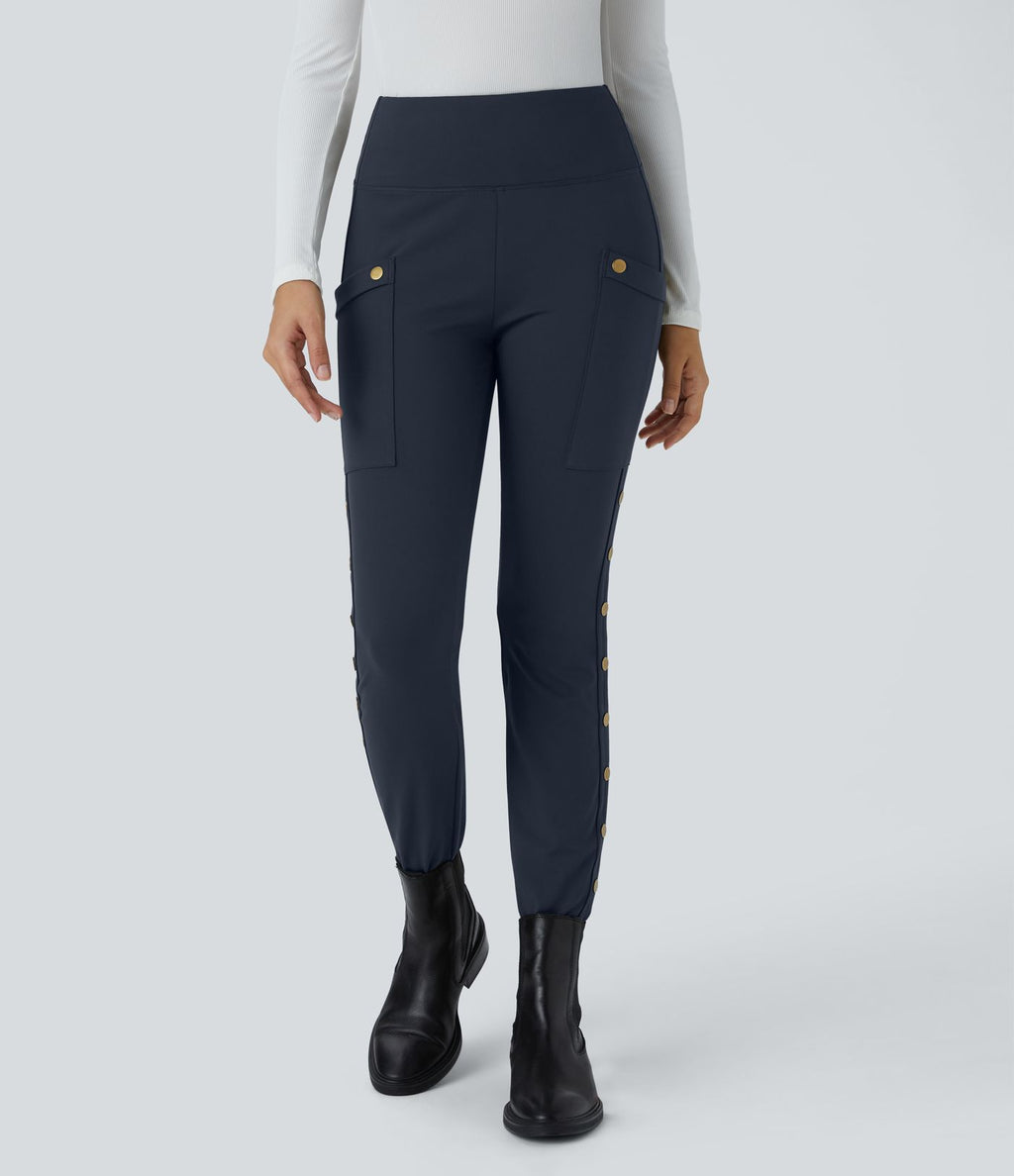 Pantalon taille haute ajusté longueur cheville avec poches décoratives DayStretch