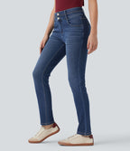 Jean ajusté Halara Flex™ taille mi-haute double ceinture avec poches