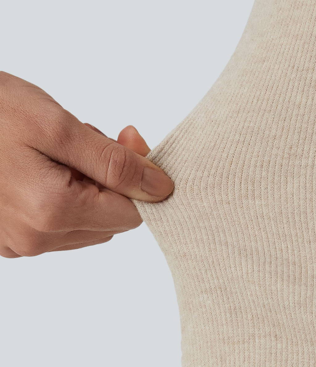 Haut tailleur manches longues à volants maille côtelée