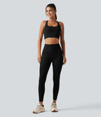 Brassière running Halara UltraSculpt™ côtelée à maintien léger avec coussinets amovibles