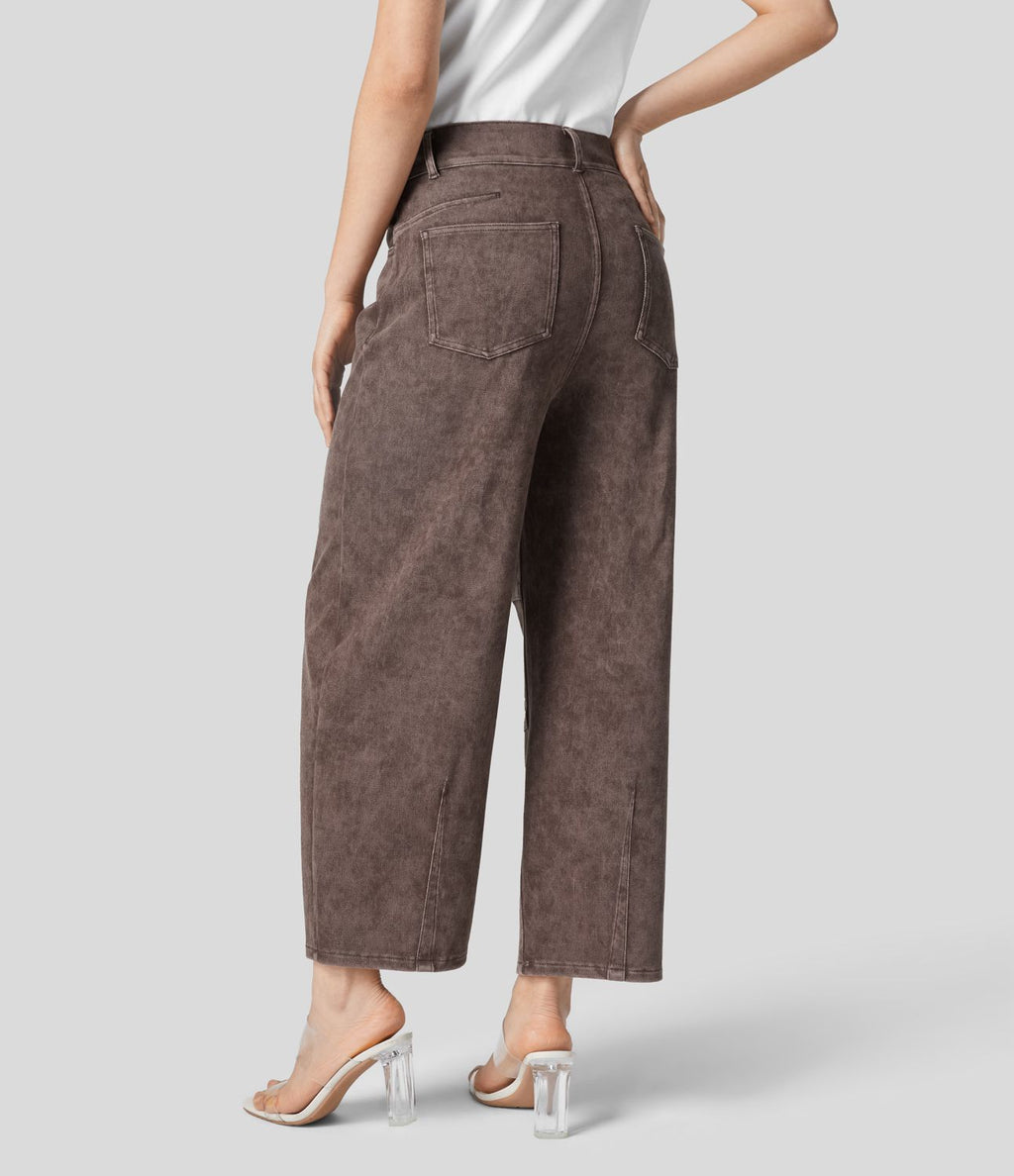 Halara Flex™ Jeans Causal Fuselés à Taille Mi-haute avec Plusieurs Poches en Tricot Extensible Coloré