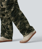 Pantalon cargo large décontracté camouflage taille mi-haute avec cordon de serrage et poches