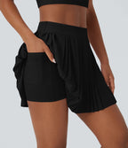 Jupe tennis mini 2-en-1 taille haute plissée séchage rapide avec poches