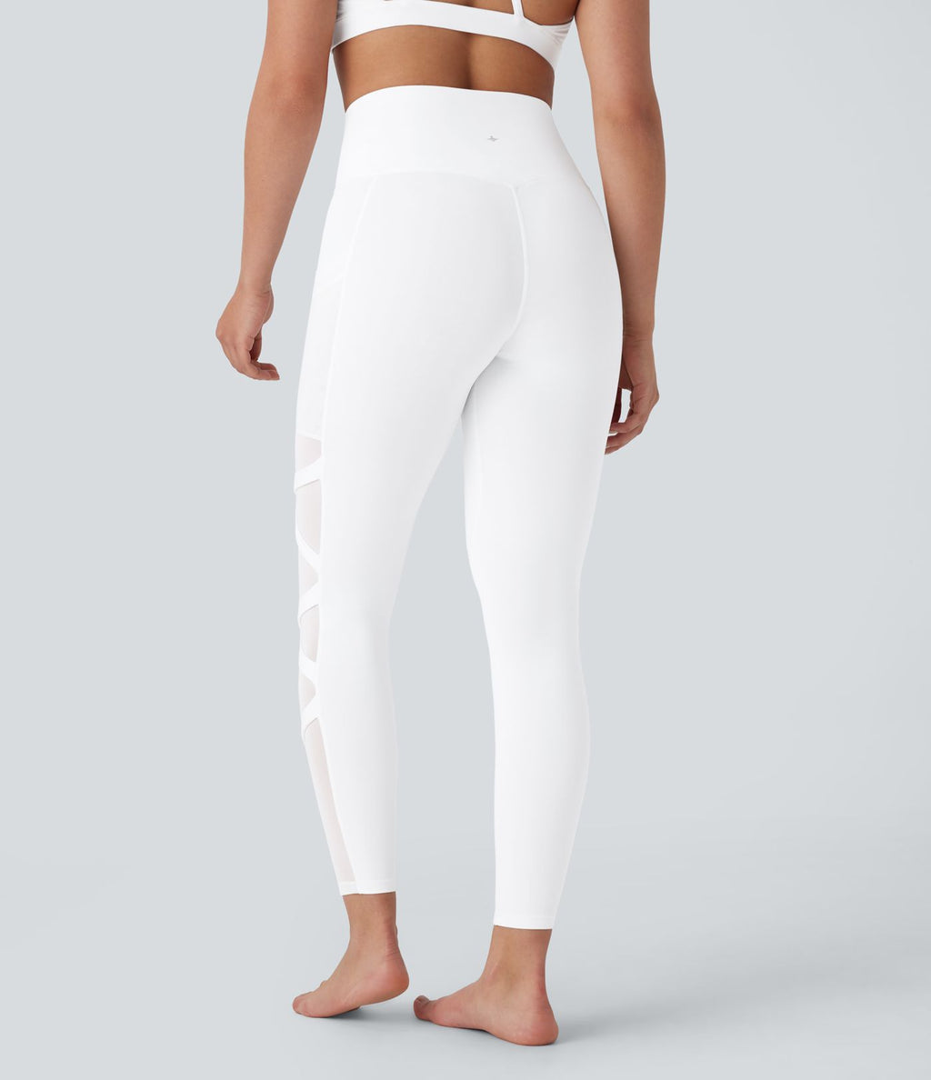 Legging de yoga 7/8 SpeedWave™ taille haute avec poches latérales et empiècements en mesh contrastés à séchage rapide