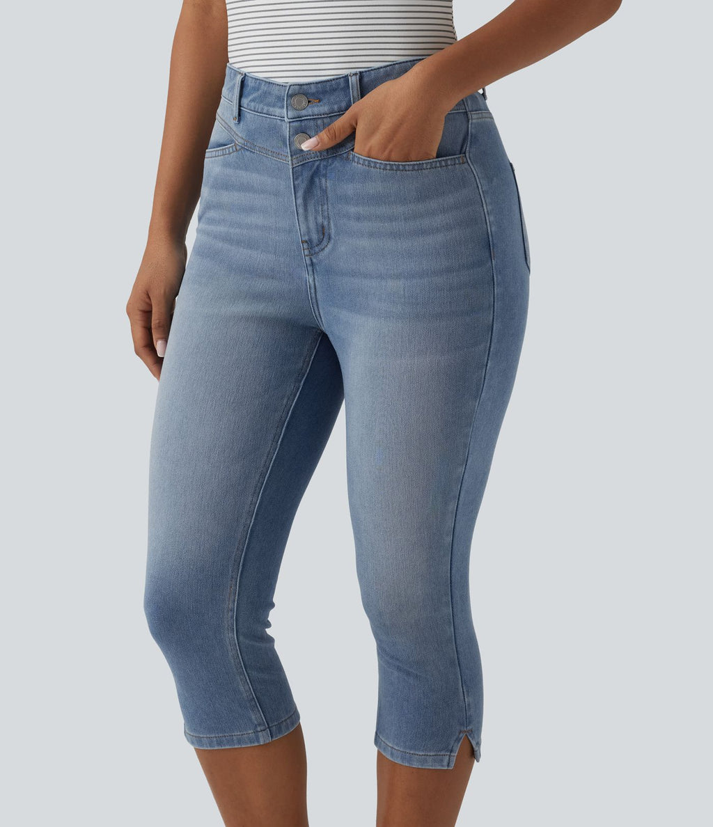 Halara Flex™ Jean slim casual capri taille haute avec fentes et poches
