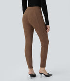 Legging décontracté en suédine taille haute, gainant, avec poches latérales