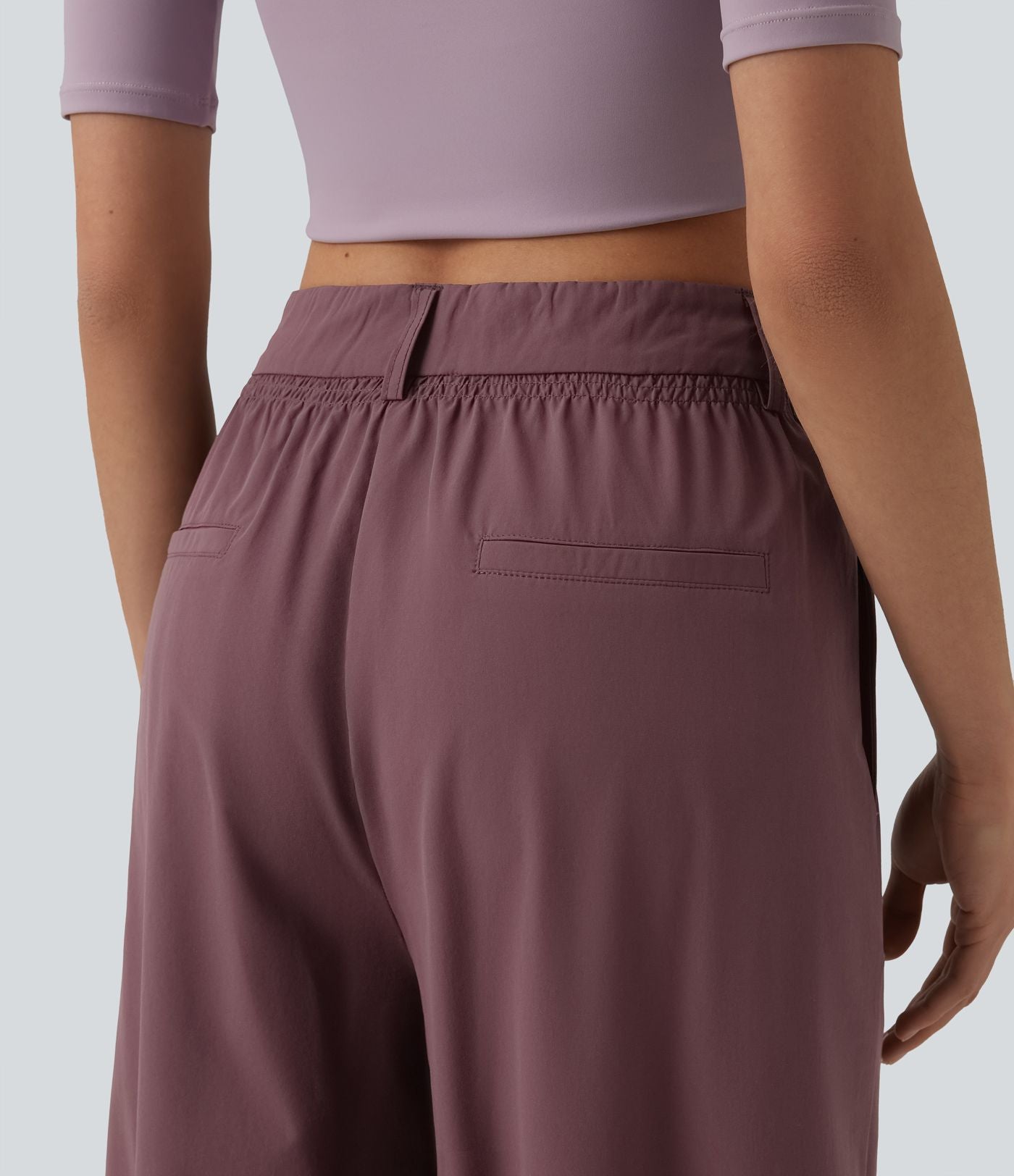 Pantalon casual ample taille mi-haute avec poches