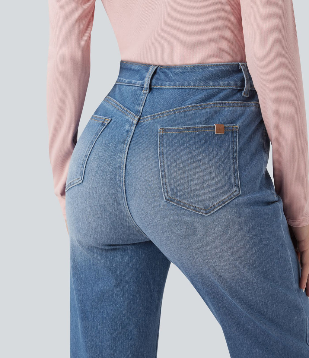 Jean décontracté Halara Flex™ ajusté taille haute ourlet retroussé avec poches