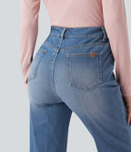 Jean décontracté Halara Flex™ ajusté taille haute ourlet retroussé avec poches