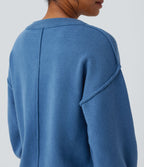 Pull casual col V épaules tombantes manches longues avec fentes