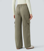 Pantalon coupe droite taille mi-haute avec poches