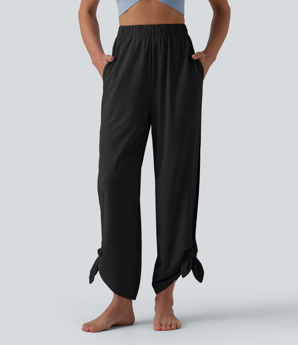 Jogging de yoga taille haute effet frais InstantCool liens sur les côtés avec poches, protection solaire UPF50+
