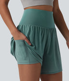 Short de yoga SoftlyZero™ Airy 2-en-1 taille haute avec empiècement mesh contrastant, à effet frais InstantCool et poches 12,5 cm