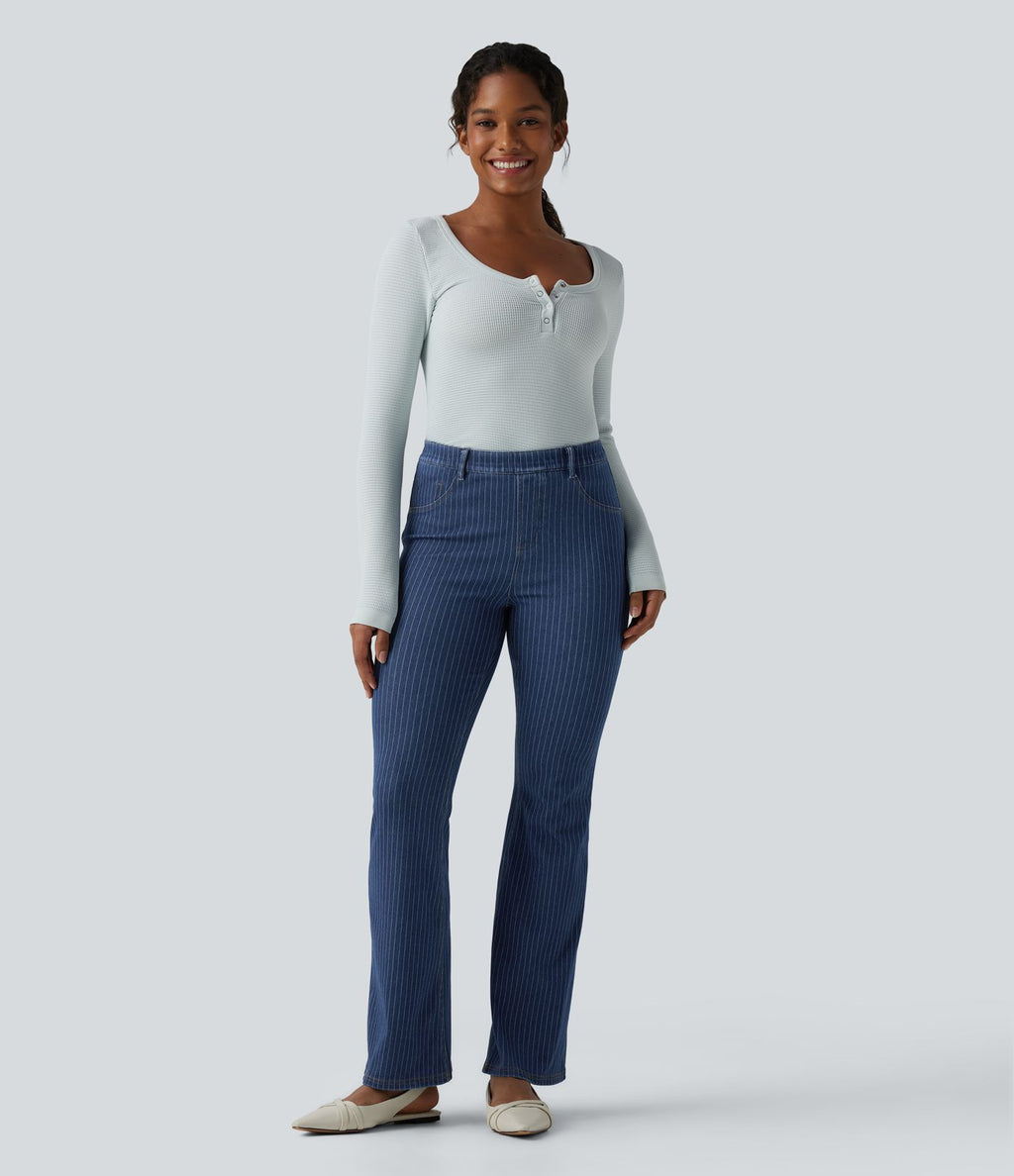 Jean Halara Flex™ mi-taille évasé à rayures décontracté avec poches
