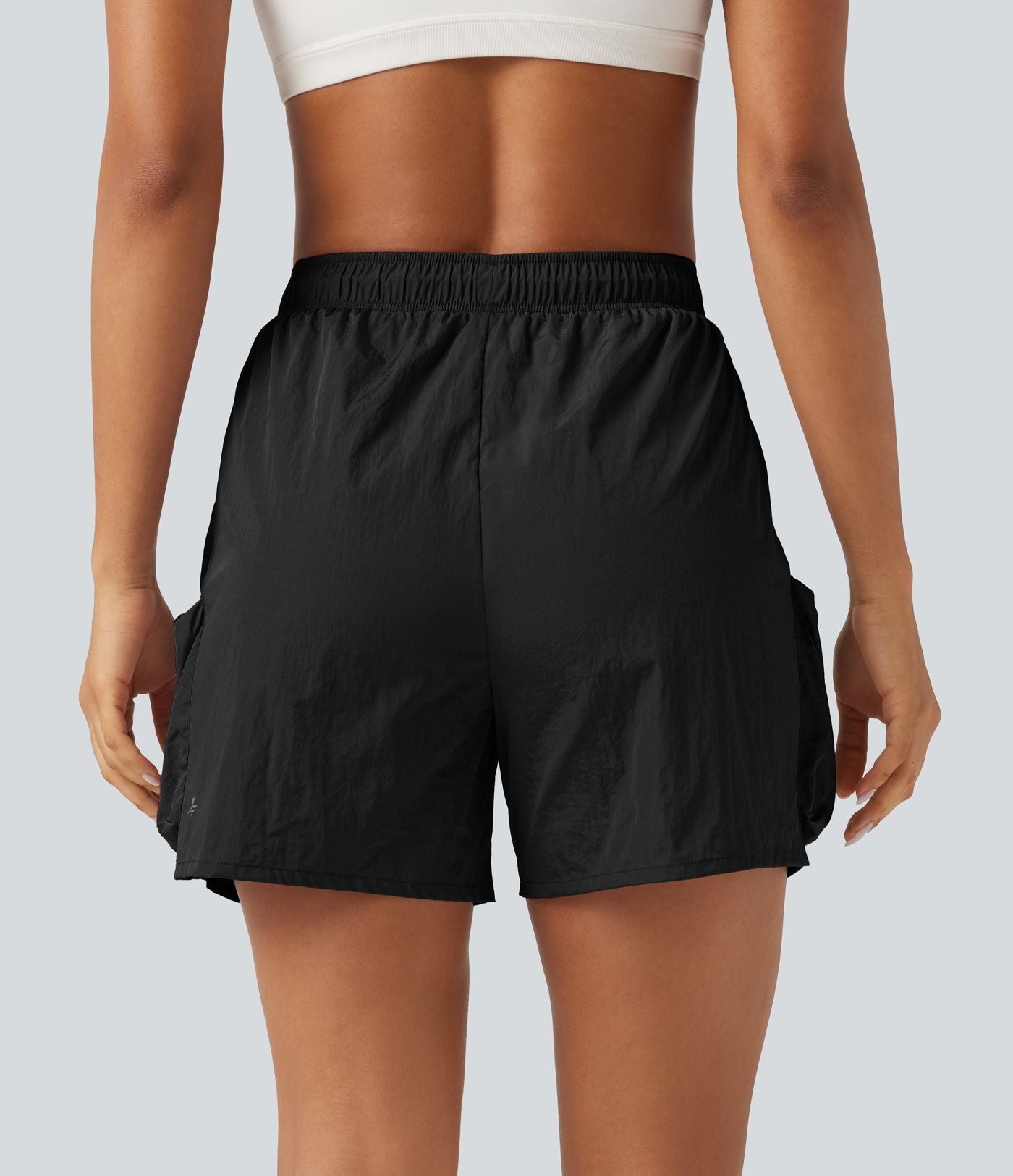 Short cargo de sport taille haute avec cordon de serrage et poches