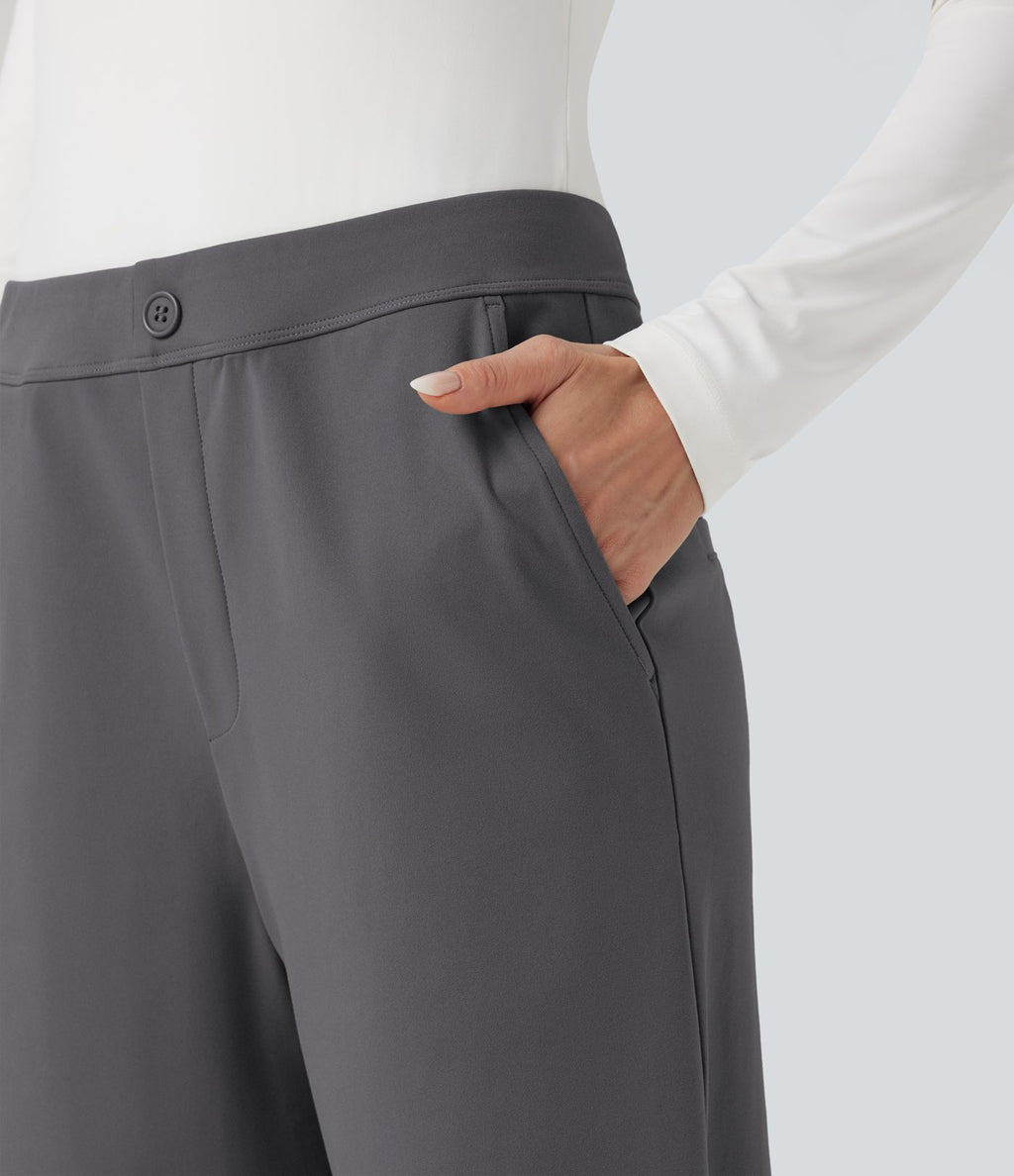 Pantalon de travail fuselé taille moyenne avec largeur ajustable Halara Flex™ DayStretch avec poches