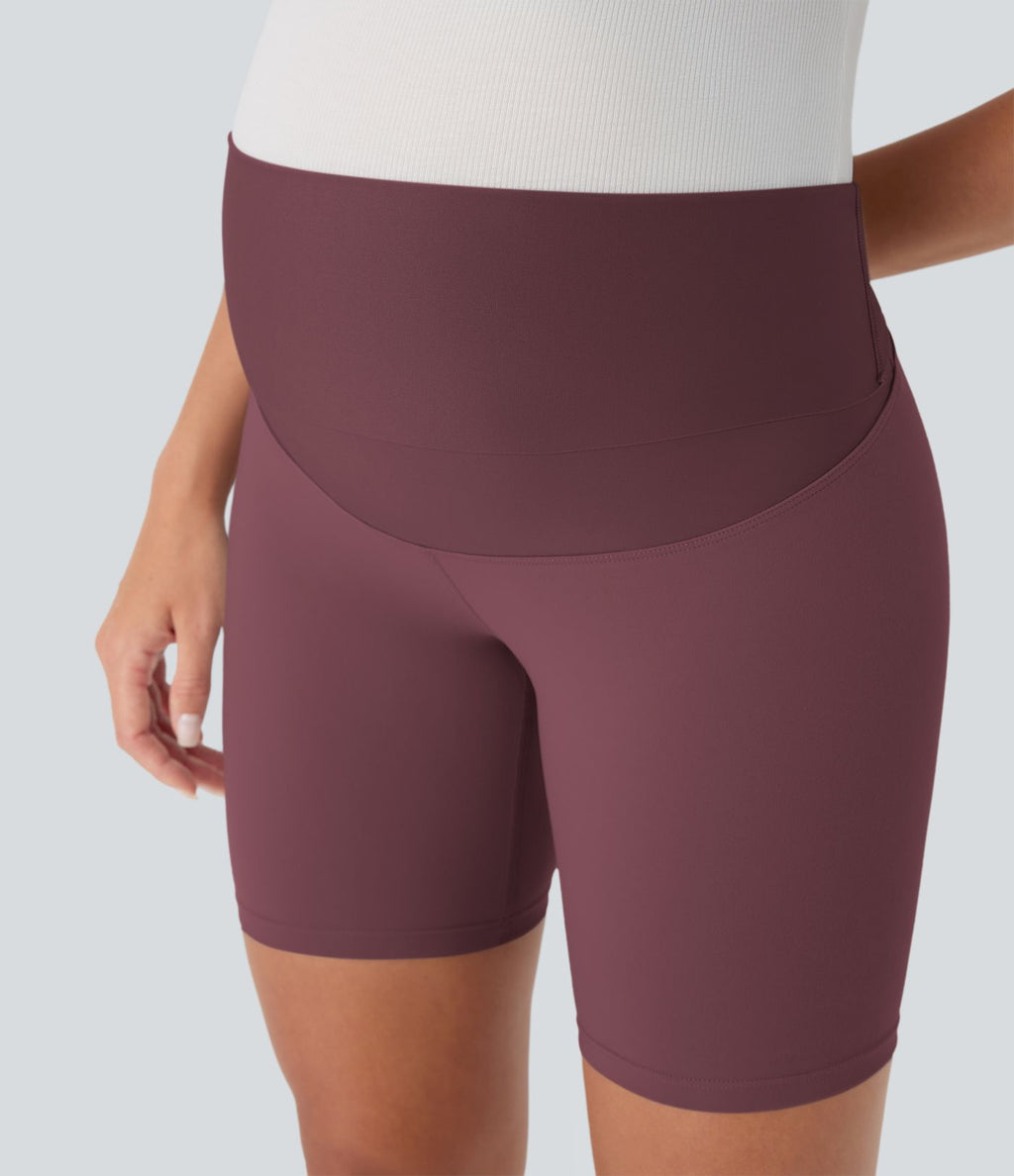 Short cycliste de yoga de maternité Softlyzero™ à taille super haute 17,5 cm-UPF50+