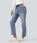 Jean décontracté slim Halara Flex™ taille haute avec cordon de serrage, ourlet retroussé et poches