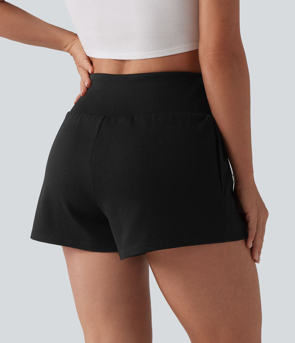 Short sweat décontracté 2 en 1 taille haute ventre plat 7,5 cm avec poches