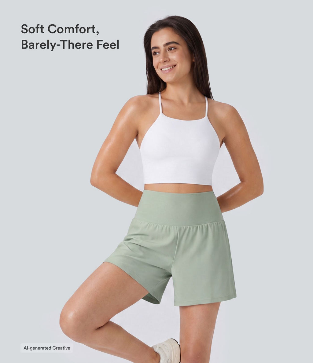 Short yoga 2-en-1 SoftlyZero™ Airy effet frais InstantCool taille très haute 12,5 cm avec poches, longueur allongée